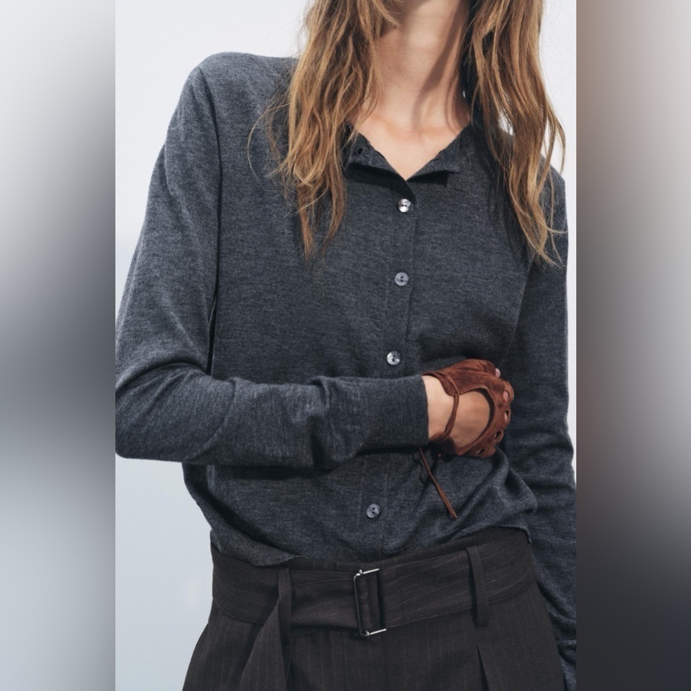 APHRU| fine knit wool button up | size small